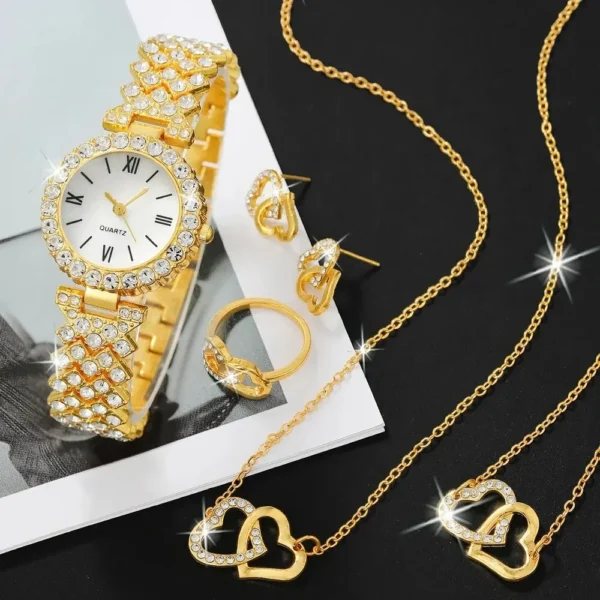6 Pcs Women's Luxury Watch & Bracelet Set