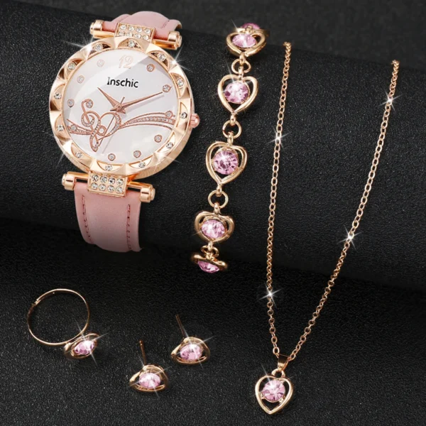 6 Pcs Women's Rhinestone Watch Set