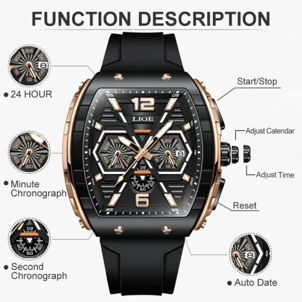 LIGE Men's Quartz Watch - Image 6