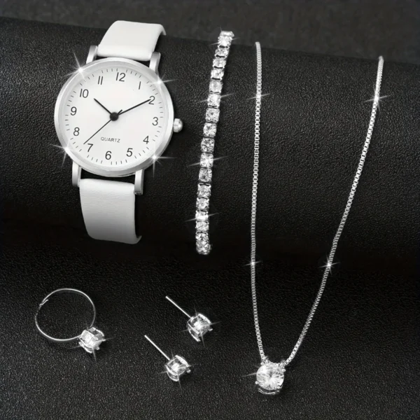6 Pcs Women's Watch & Jewelry Set