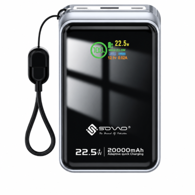20000 MAh SOVO VISI Series SPB-623 22.5W Blast Fast Charging Power Bank